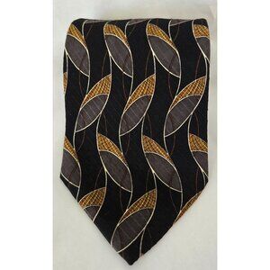 Valentino 100% Silk Leaf Print Abstract Neutral Hue Classic Tie Suiting Office